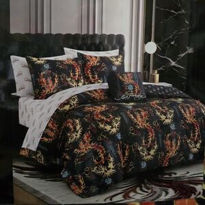 Ed Hardy Flame Phoenix 8 Pc Bedding Set KING